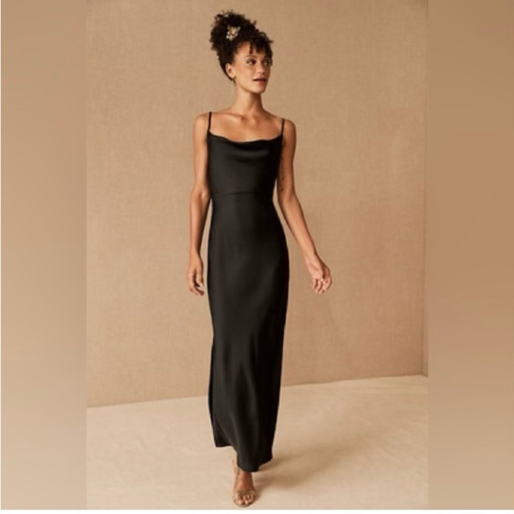 BHLDN Cali Satin Cowl-Neck Midi Slip Dress